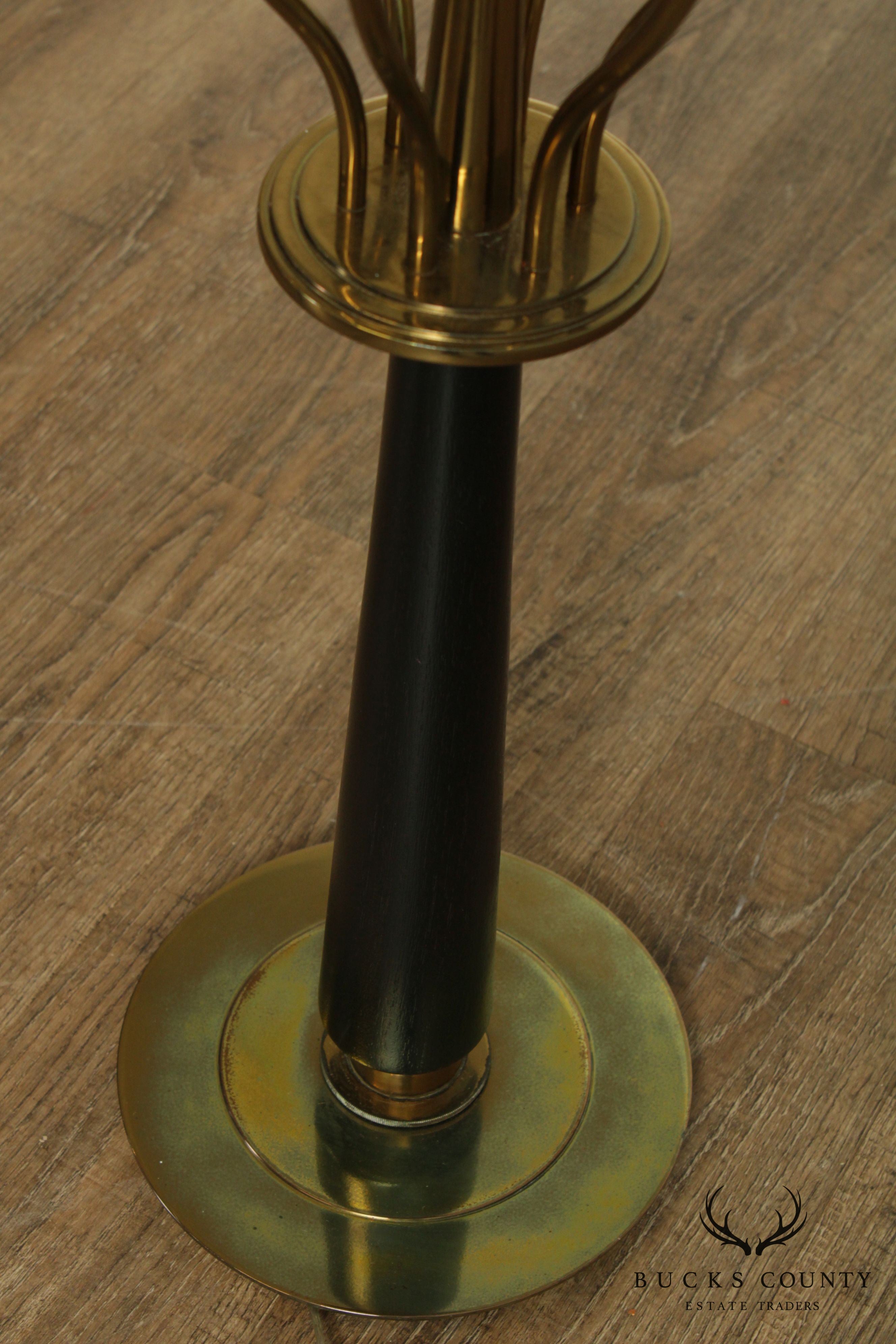 Tommi Parzinger Stiffel Mid Century Modern Brass Candelabra Floor Lamp