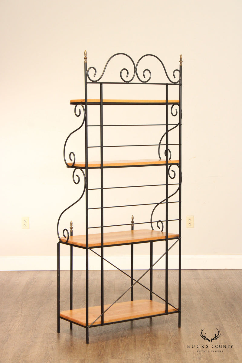 Wrought Iron and Oak Baker s Rack Etagere Bucks County Estate