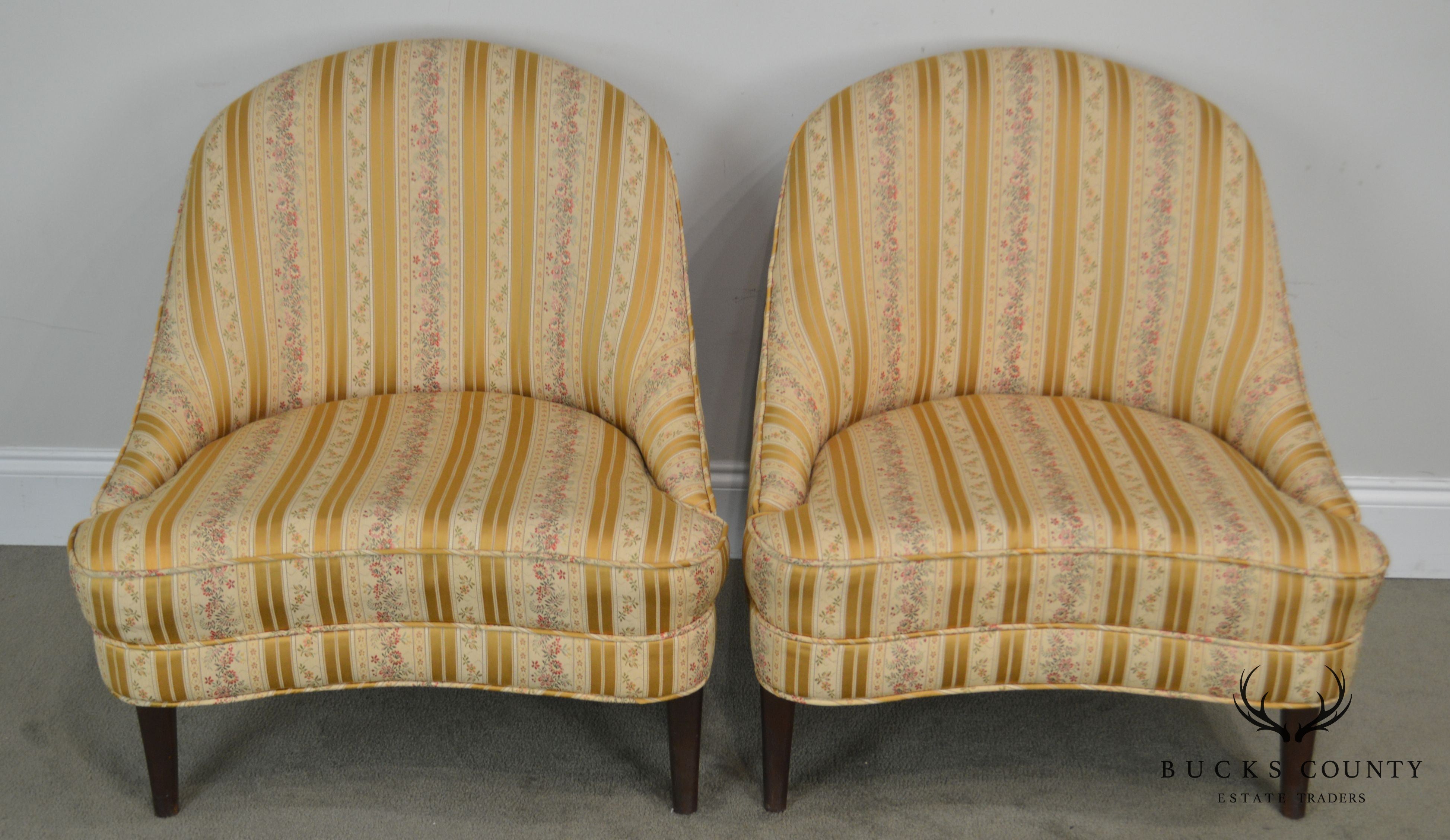 Mid Century Modern Petite Pair Slipper Lounge Chairs Wormley Dunbar Era