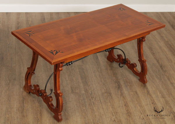 Baker Furniture Spanish Baroque Style Walnut Trestle Library Table Desk