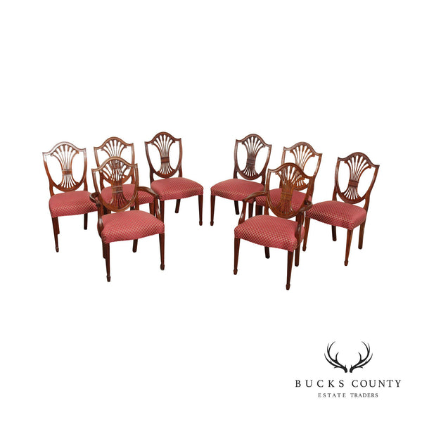 Stickley Hepplewhite Style Set Eight Shield Back Dining Chairs
