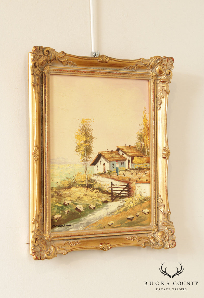 Vintage Impressionist European Farm Landscape Painting