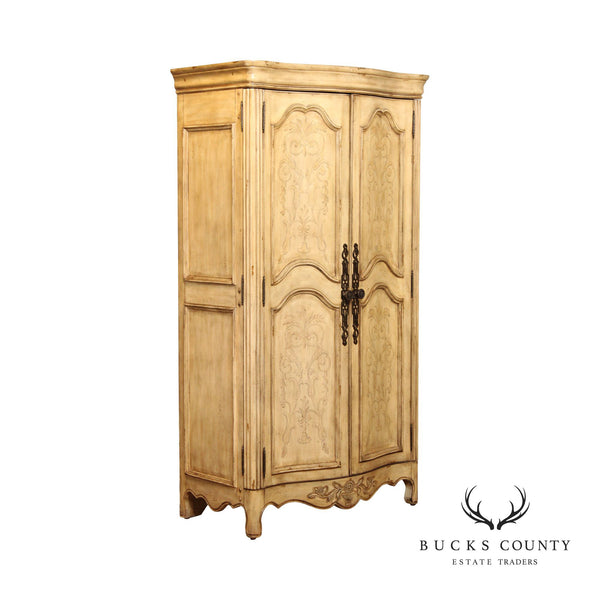 French Country Style Painted Entertainment Armoire Cabinet