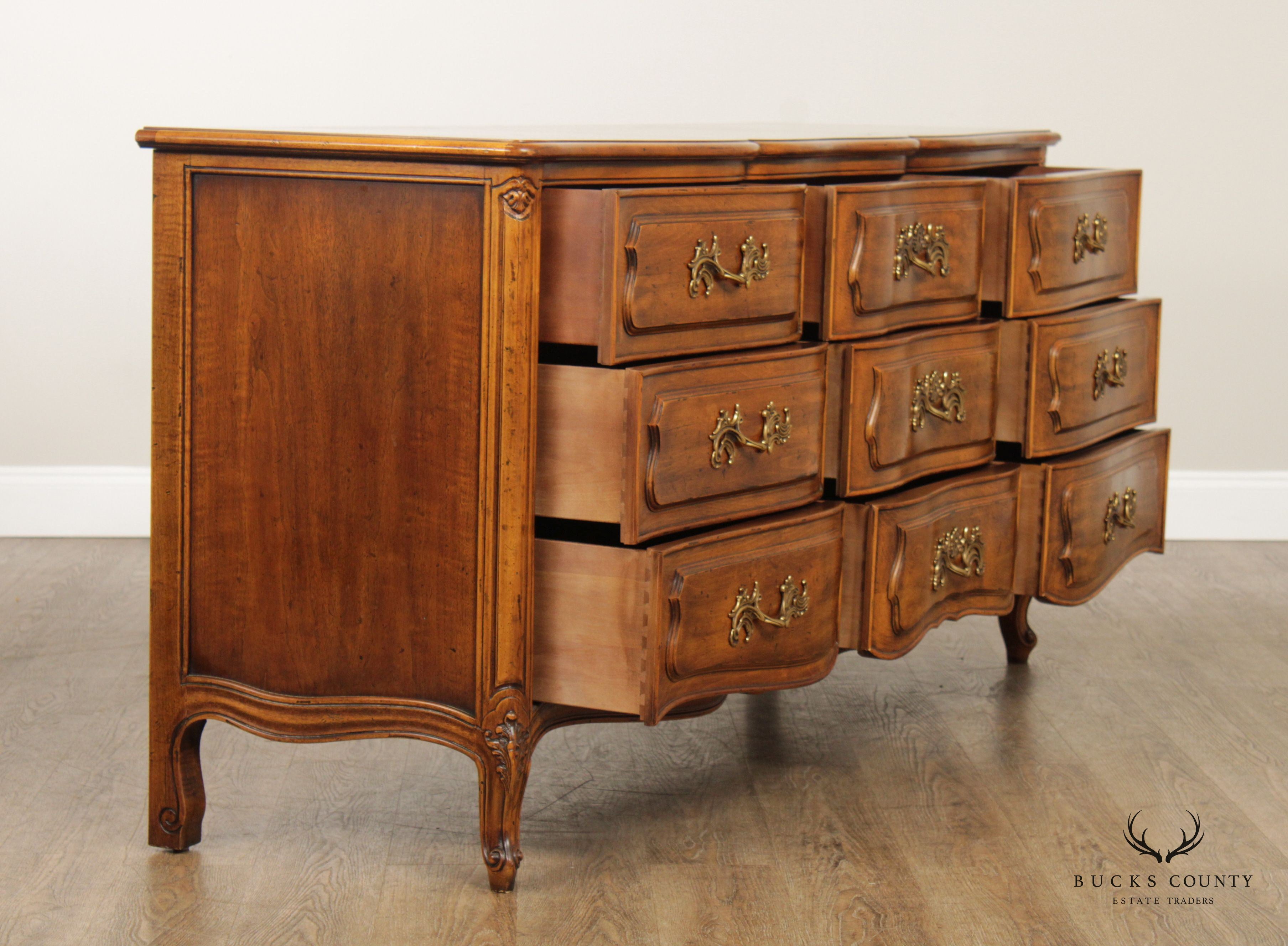 Henredon 'Villandry' French Provincial Style Walnut Triple Dresser