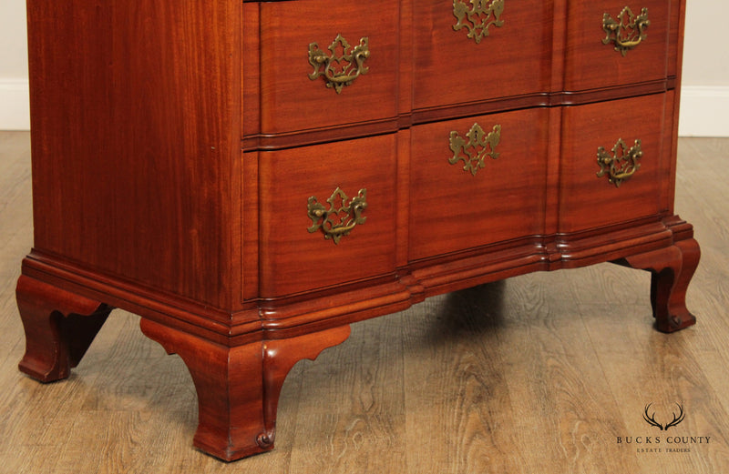 Chippendale Style Hand Crafted Mahogany Block Front Chest of Drawers