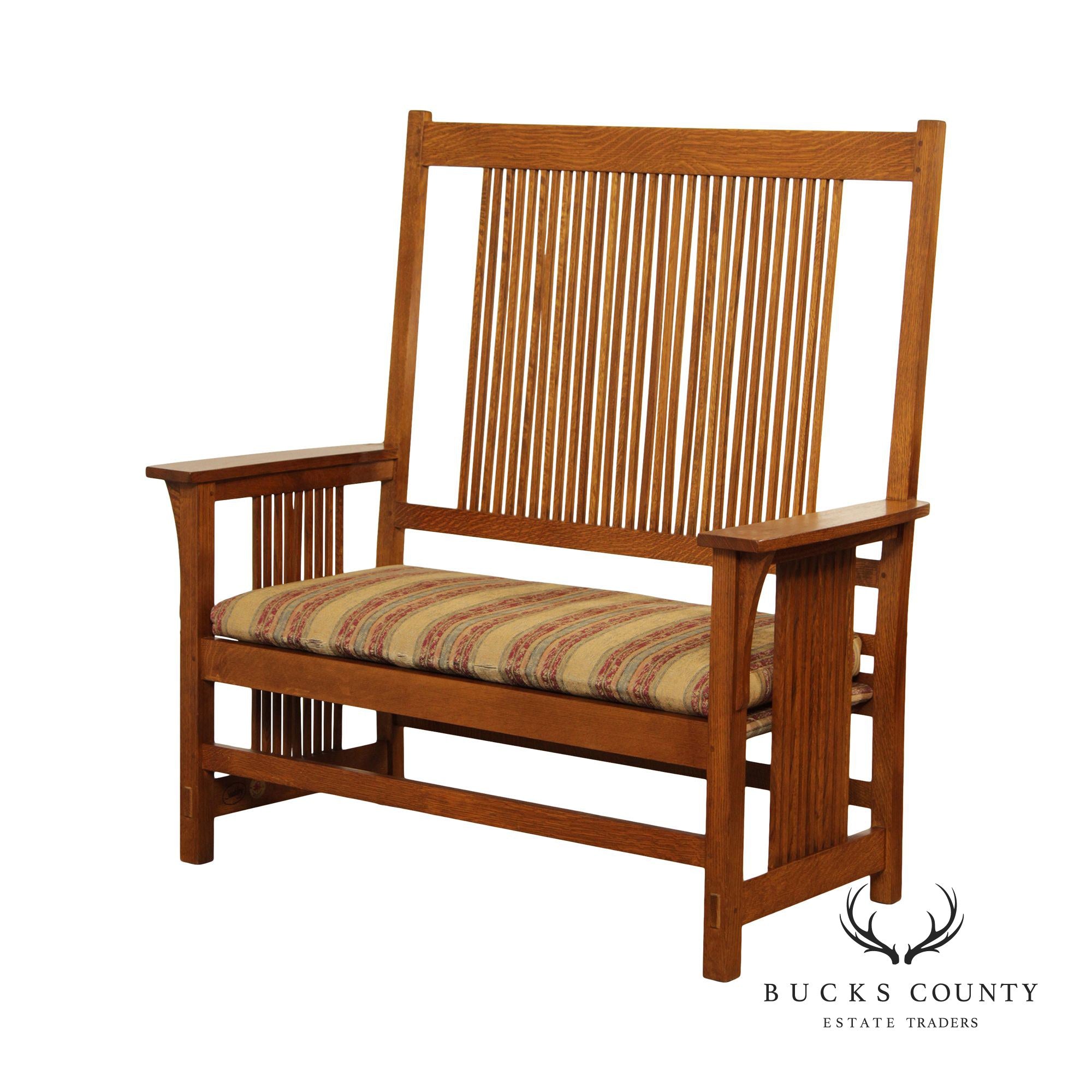 Stickley Mission Collection Oak Spindle Settee