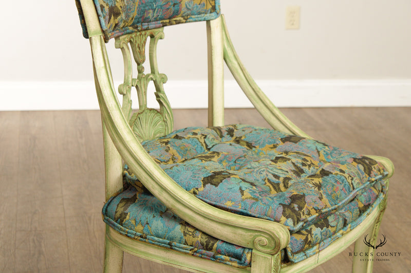 Neoclassical Empire Style Set Six Painted Dining Chairs