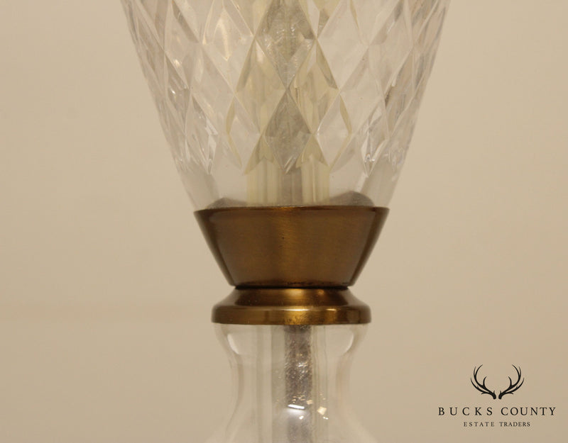 Vintage Etched Glass Lamp with Shade