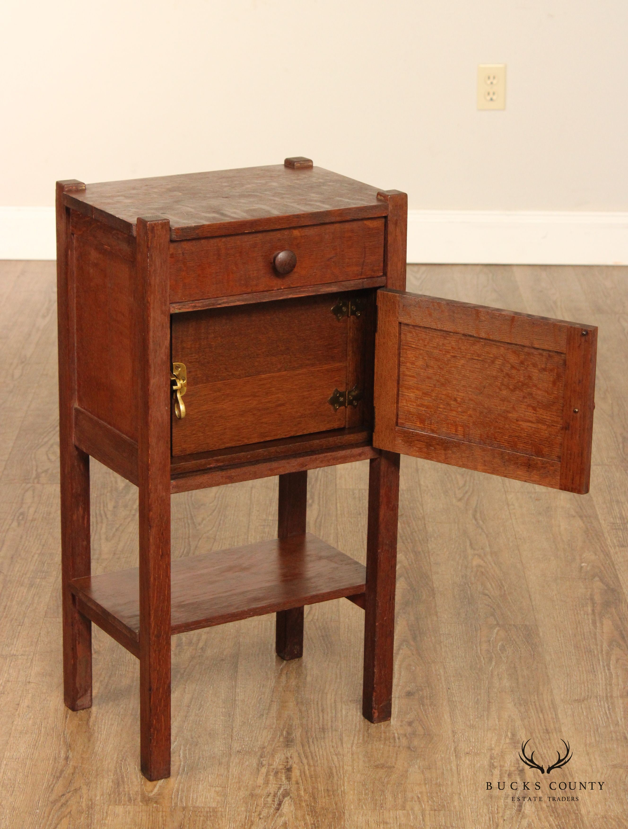 Antique Mission Oak Humidor Smoking Cabinet