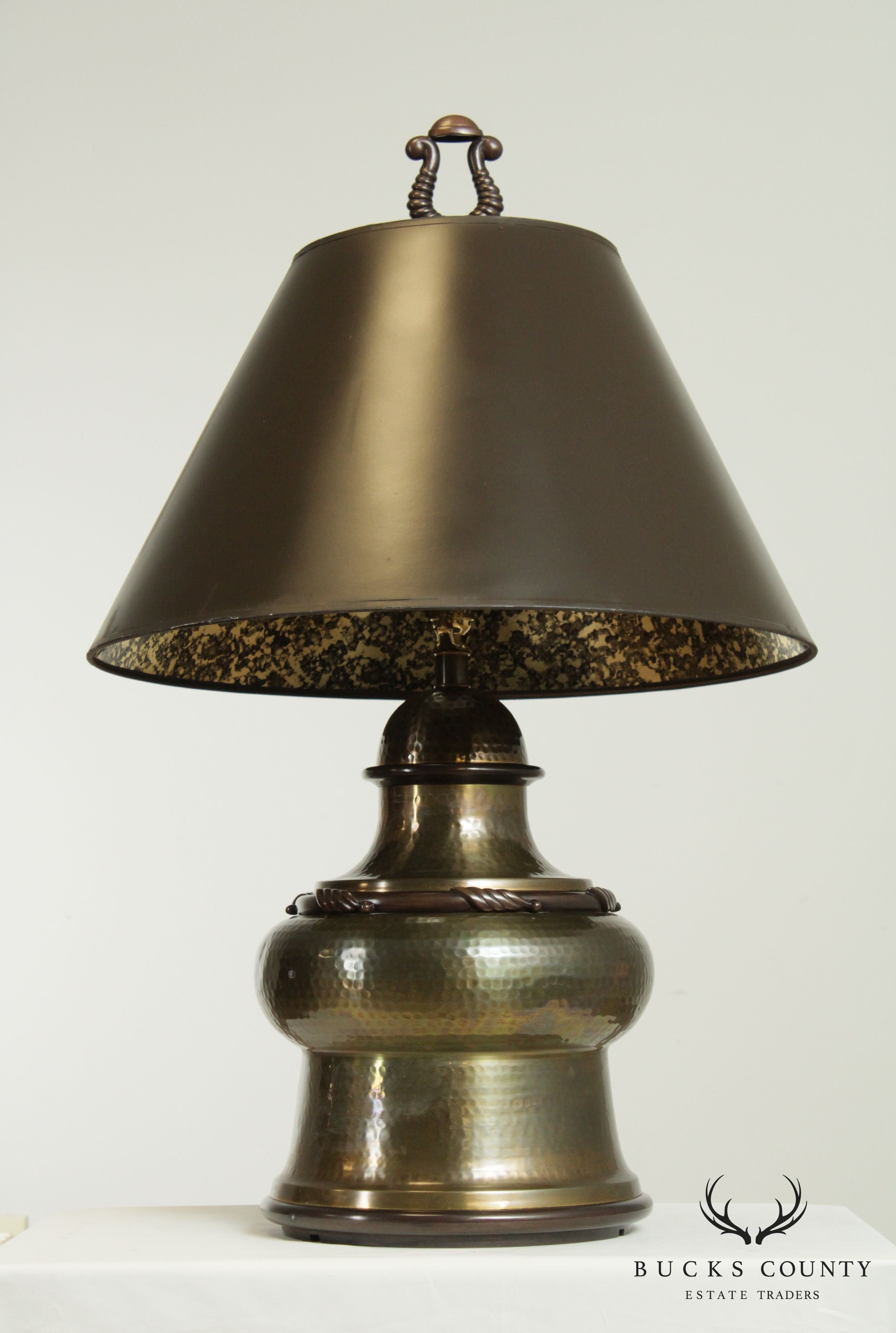 Chapman Regency Style Hammered Brass Table Lamp