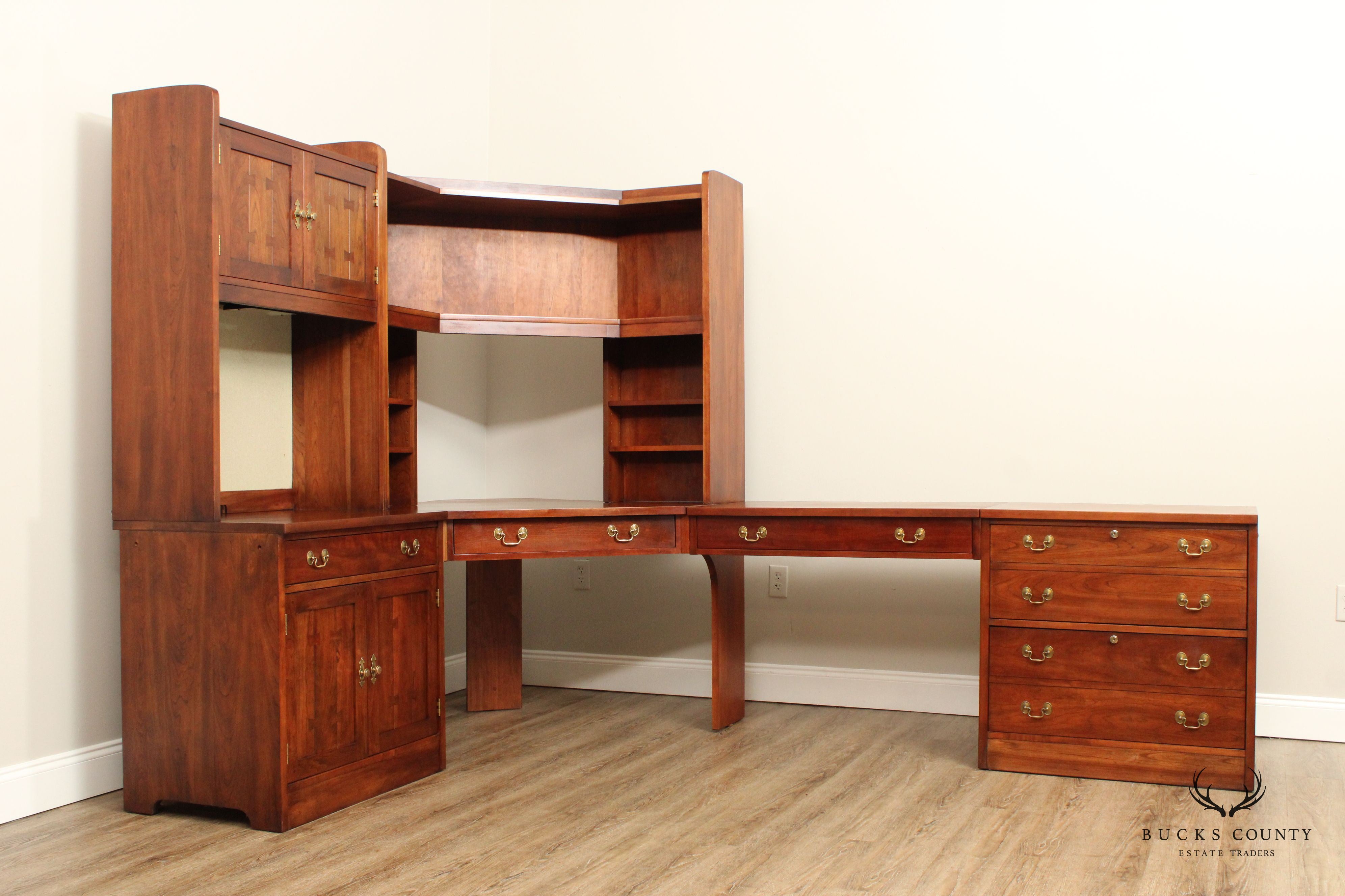 Stickley L Shaped Solid Cherry Office Desk Unit