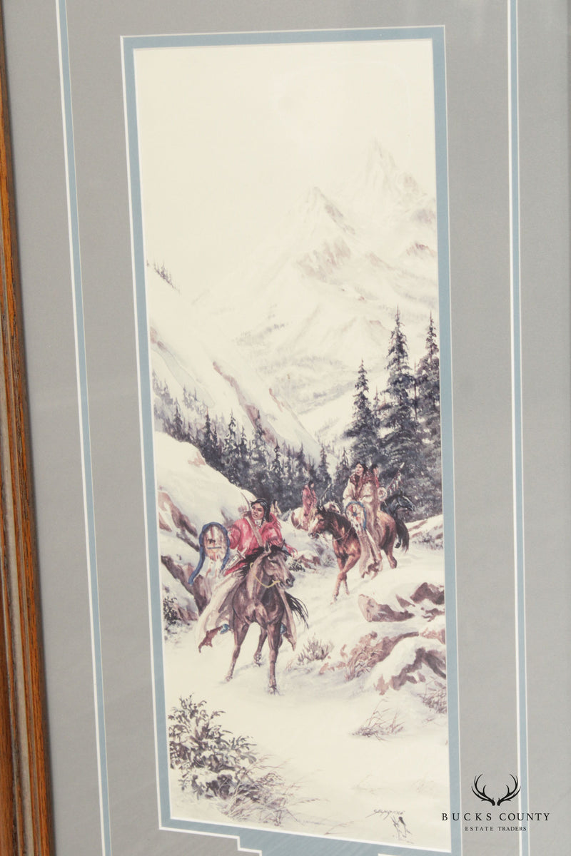 Mary Selfridge Pair Native American Art Prints, Custom Framed