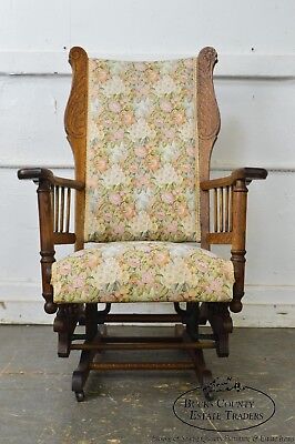 Antique 19th Century Victorian Oak Platform Rocker