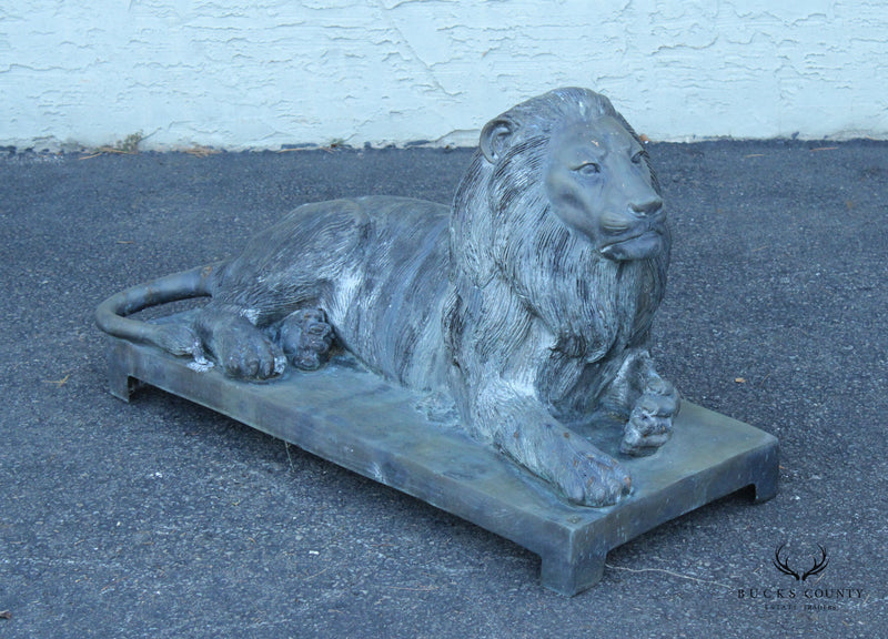 Vintage Pair Of Outdoor Bronze Guardian Lion Statues