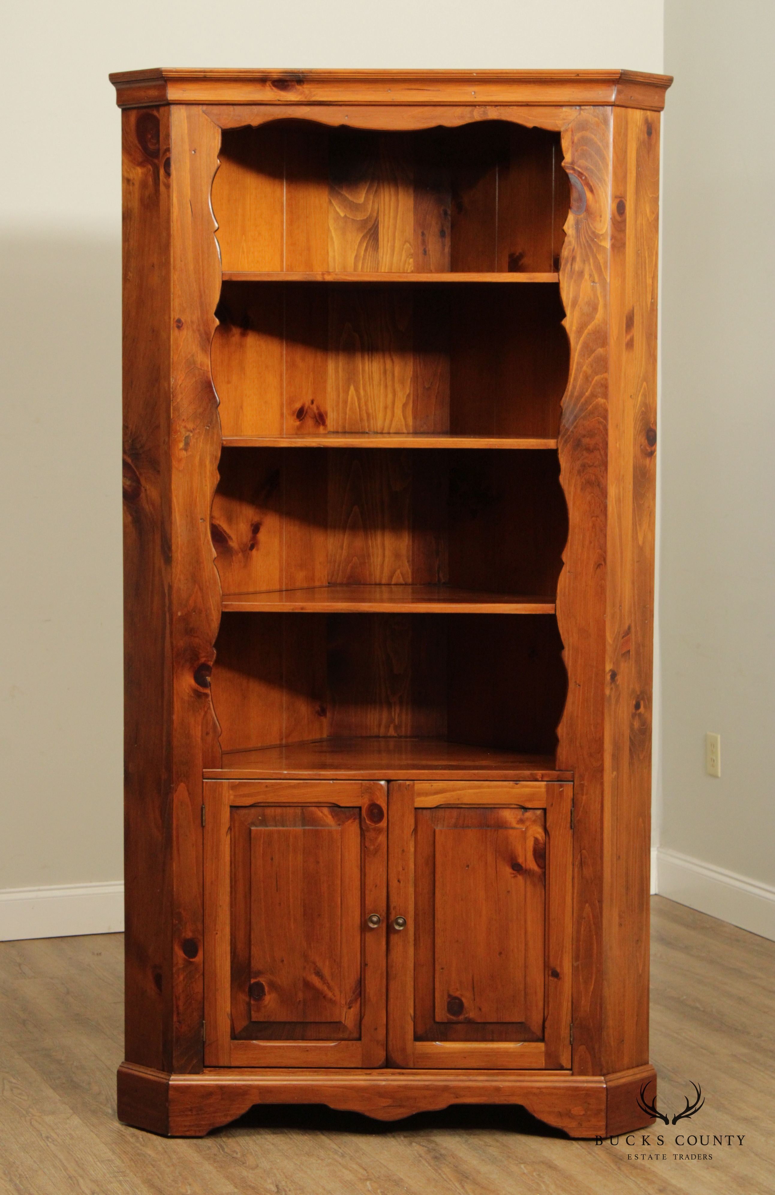 Plymwood Early American Style Pine Corner Cupboard