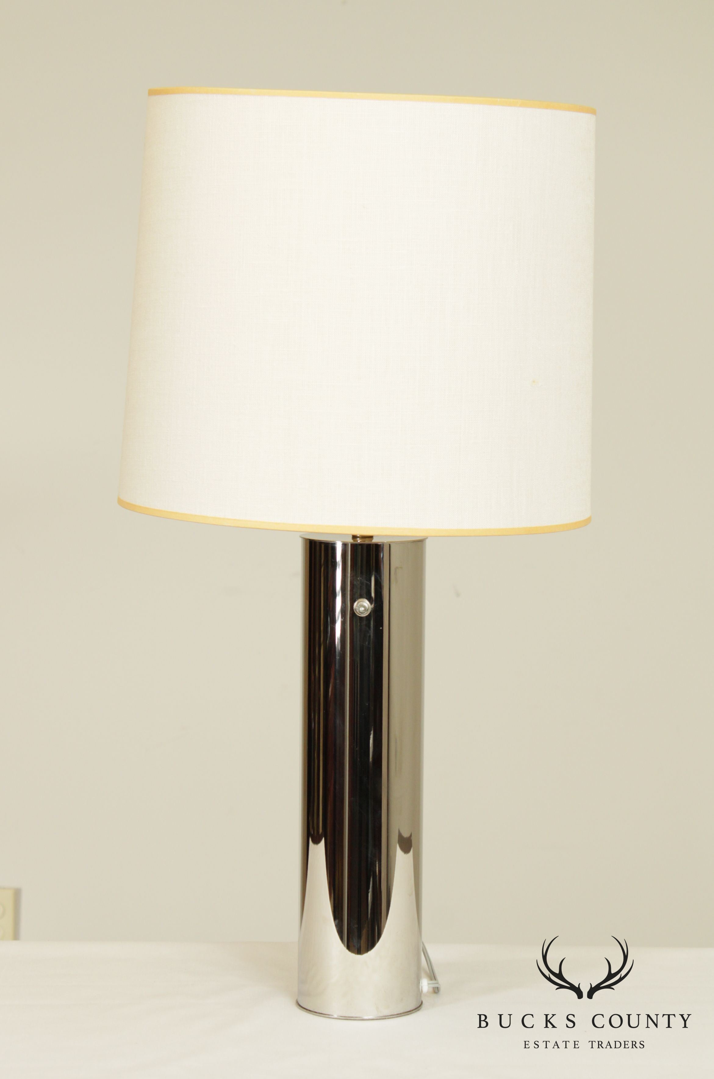 Mid Century Modern Chrome Cylinder Table Lamp