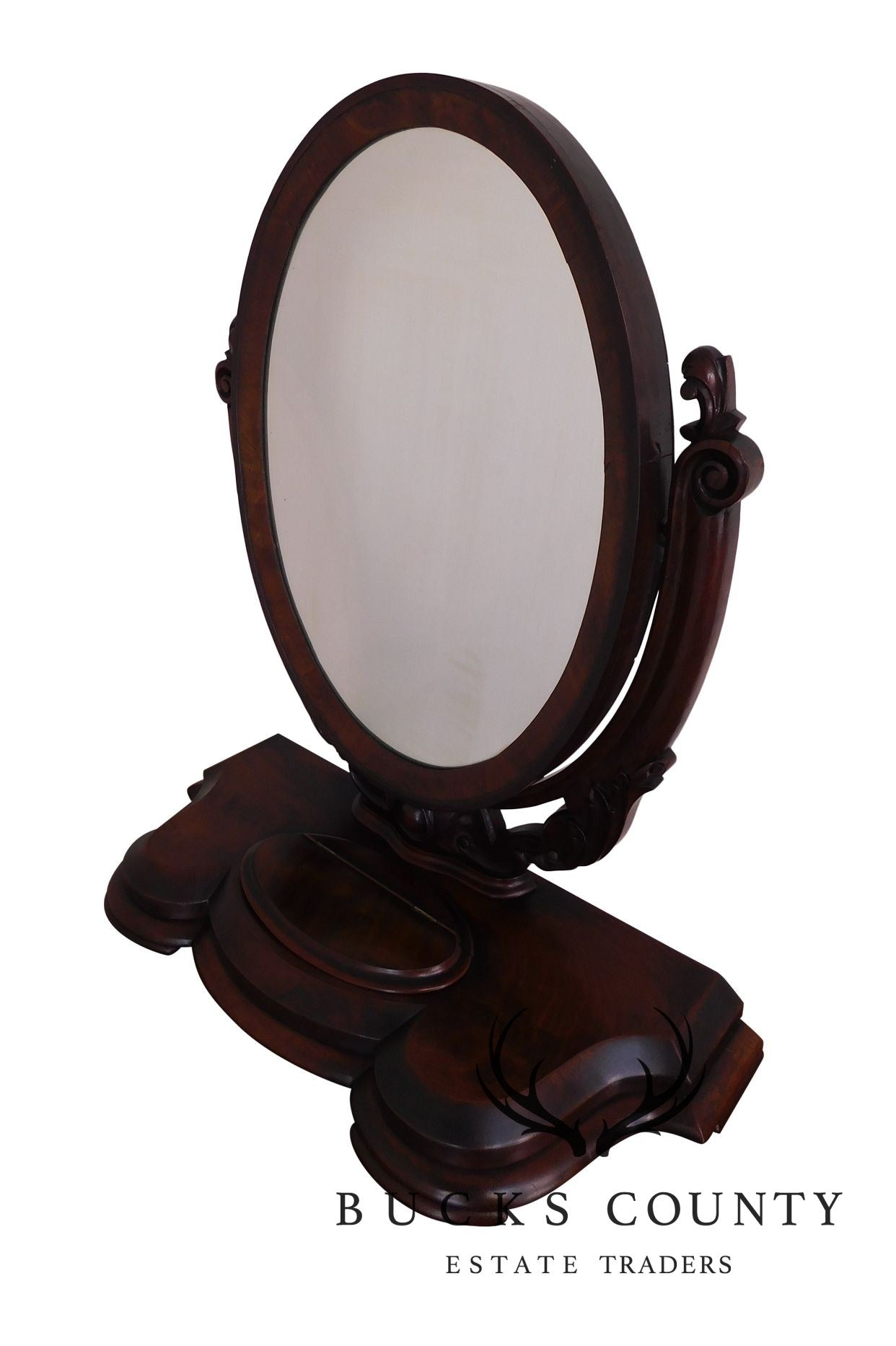 Victorian Shaving Mirror on Walnut Stand