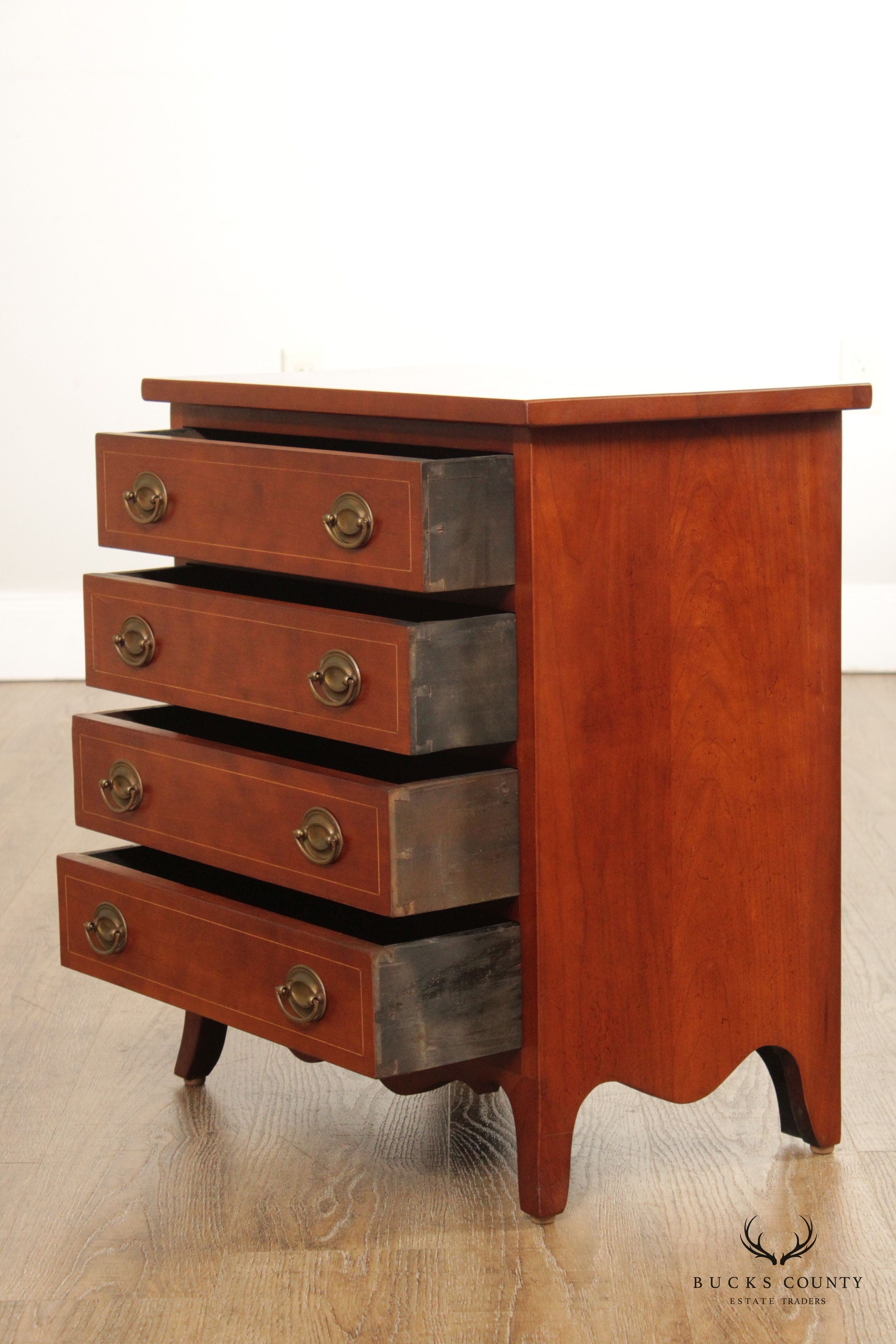 Custom Quality  Hepplewhite Style Cherry Inlaid Diminutive Chest of Drawers