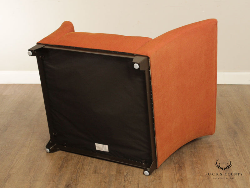 Modern Asymmetrical Pair of Custom Upholstered Club Chairs