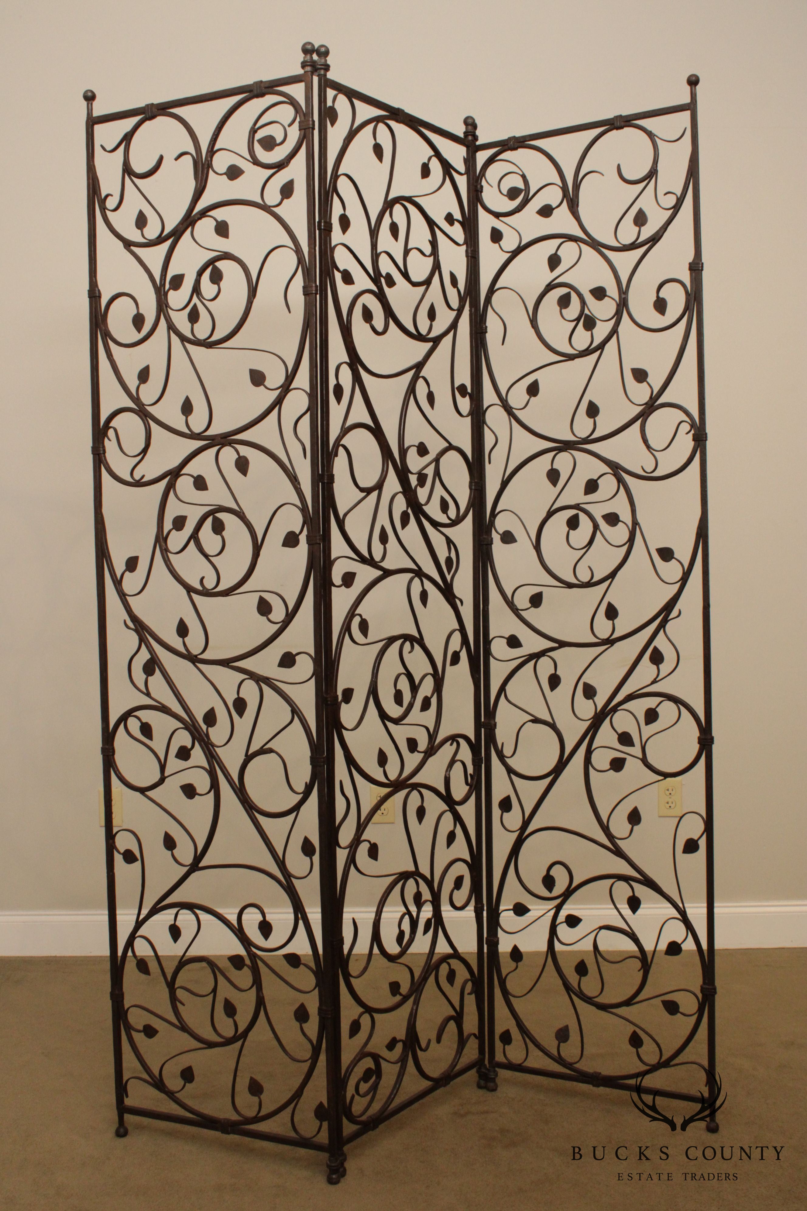 Hand Forged Iron Quality 3 Panel Folding Screen Room Divider