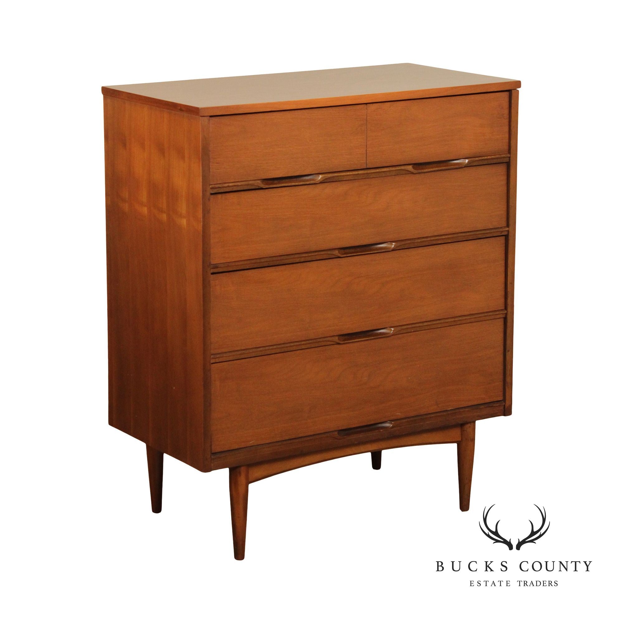 Mid Century Modern Walnut High Chest of Drawers