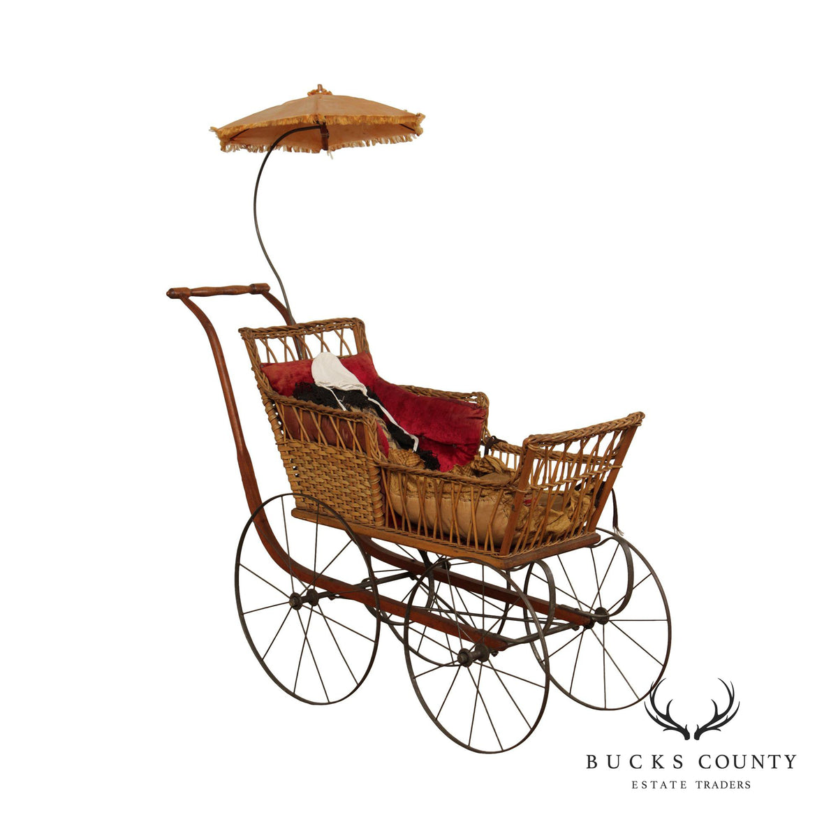 antique wicker baby carriage Antique Victorian Wicker Carriage Stroller with Umbrella