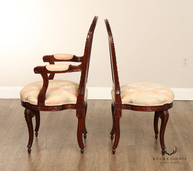 French Louis XV Style Quality Set Of 12 Cane Back Dining Chairs