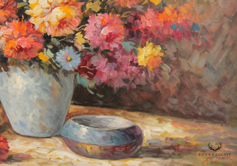 Impressionist Painted Floral Still Life, Signed 'T. Denver'