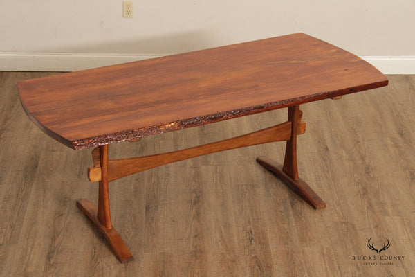 Rustic Live Edge Pine Trestle Dining Table