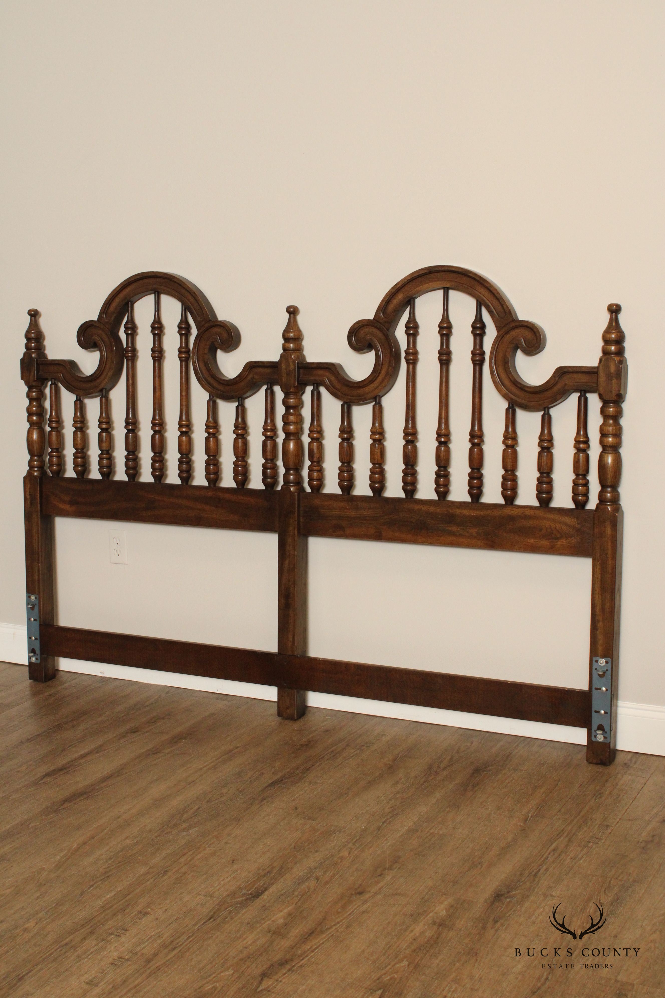 Spanish Revival Style Vintage Oak King Headboard