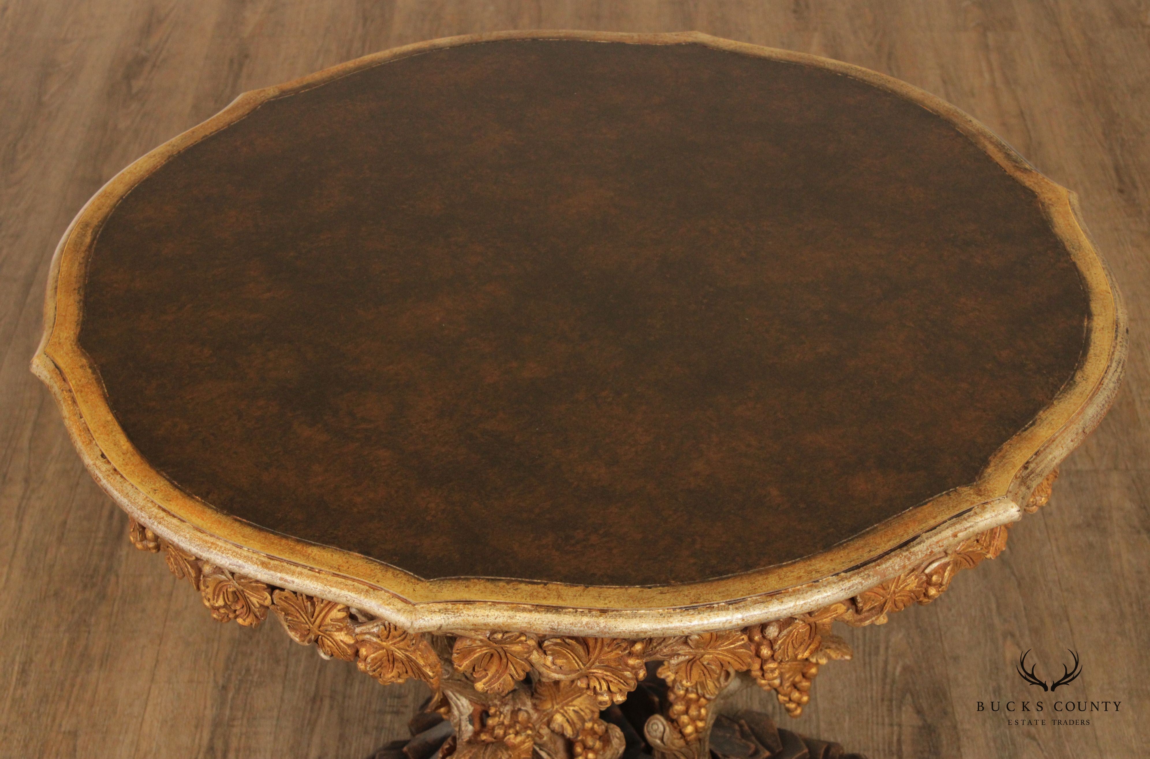 Italian Venetian Carved Wood Faux Bois Center Table