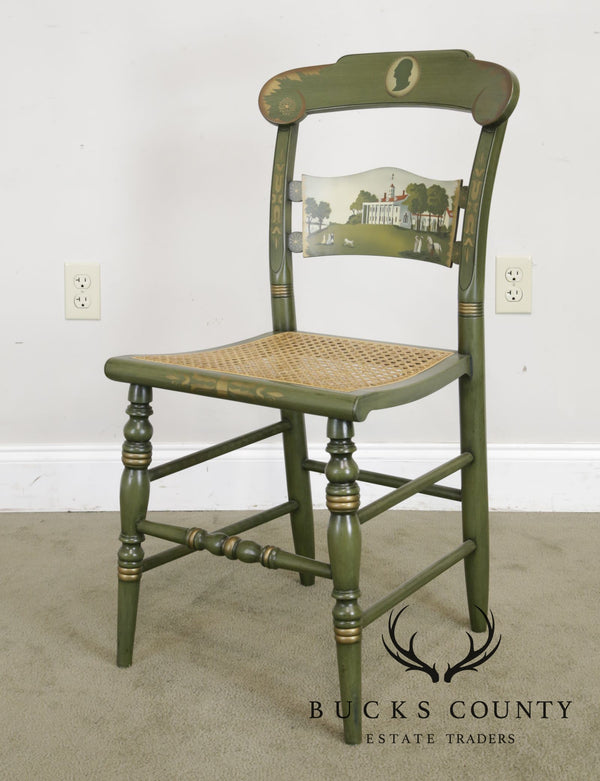 Hitchcock Green Painted George Washington Mount Vernon Cane Seat Side Chair (B)