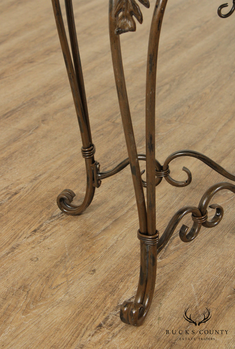 Vintage Wrought Iron & Stone Top Console Table