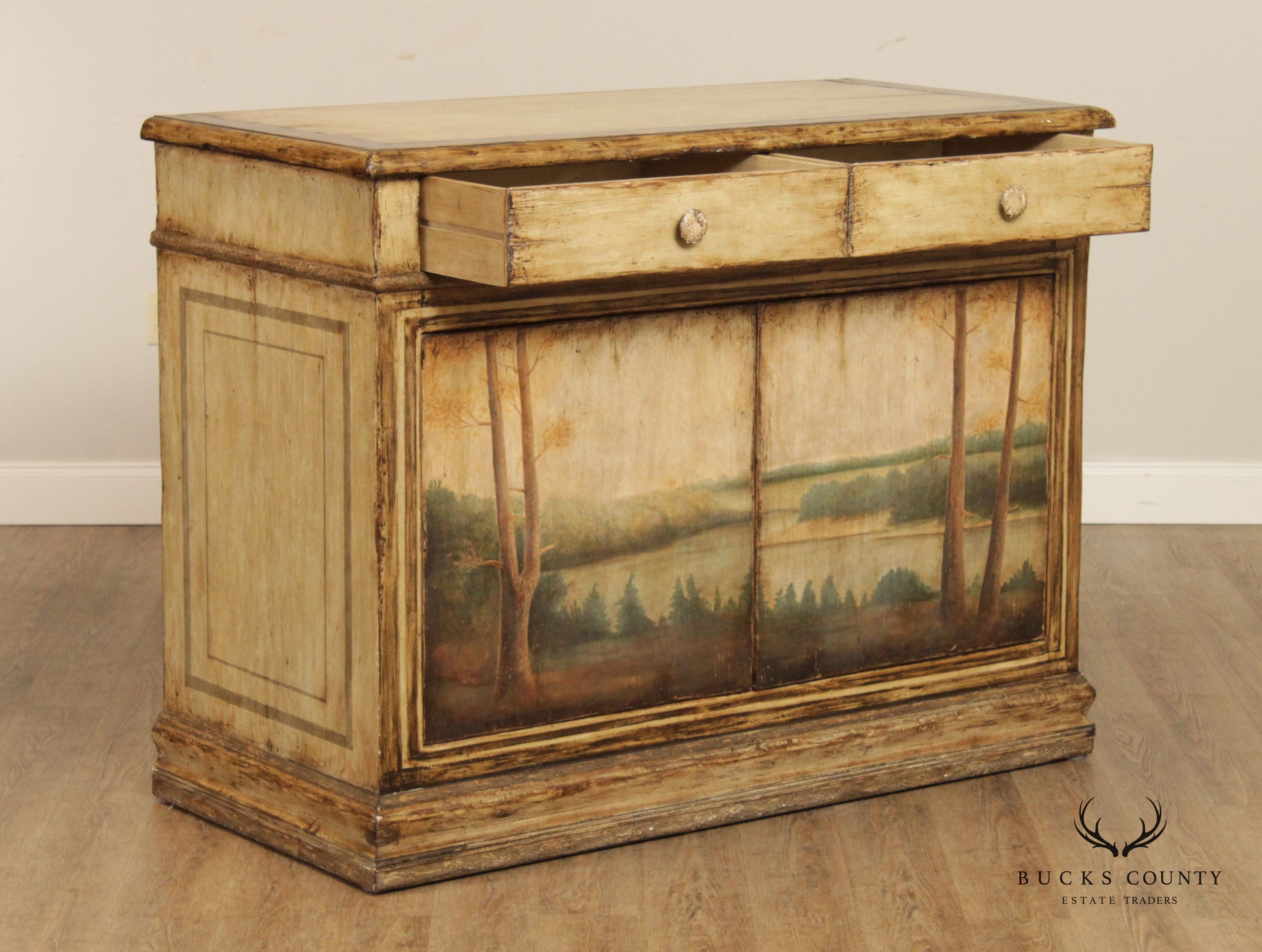 William Switzer 'Piedmonte' Landscape Painted Sideboard Cabinet