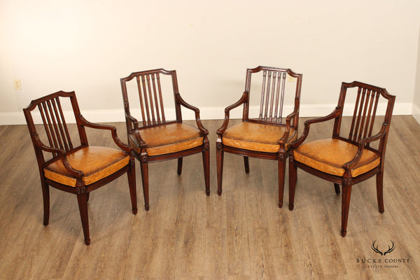 Maitland Smith Hepplewhite Style Set of Four Mahogany Dining Chairs