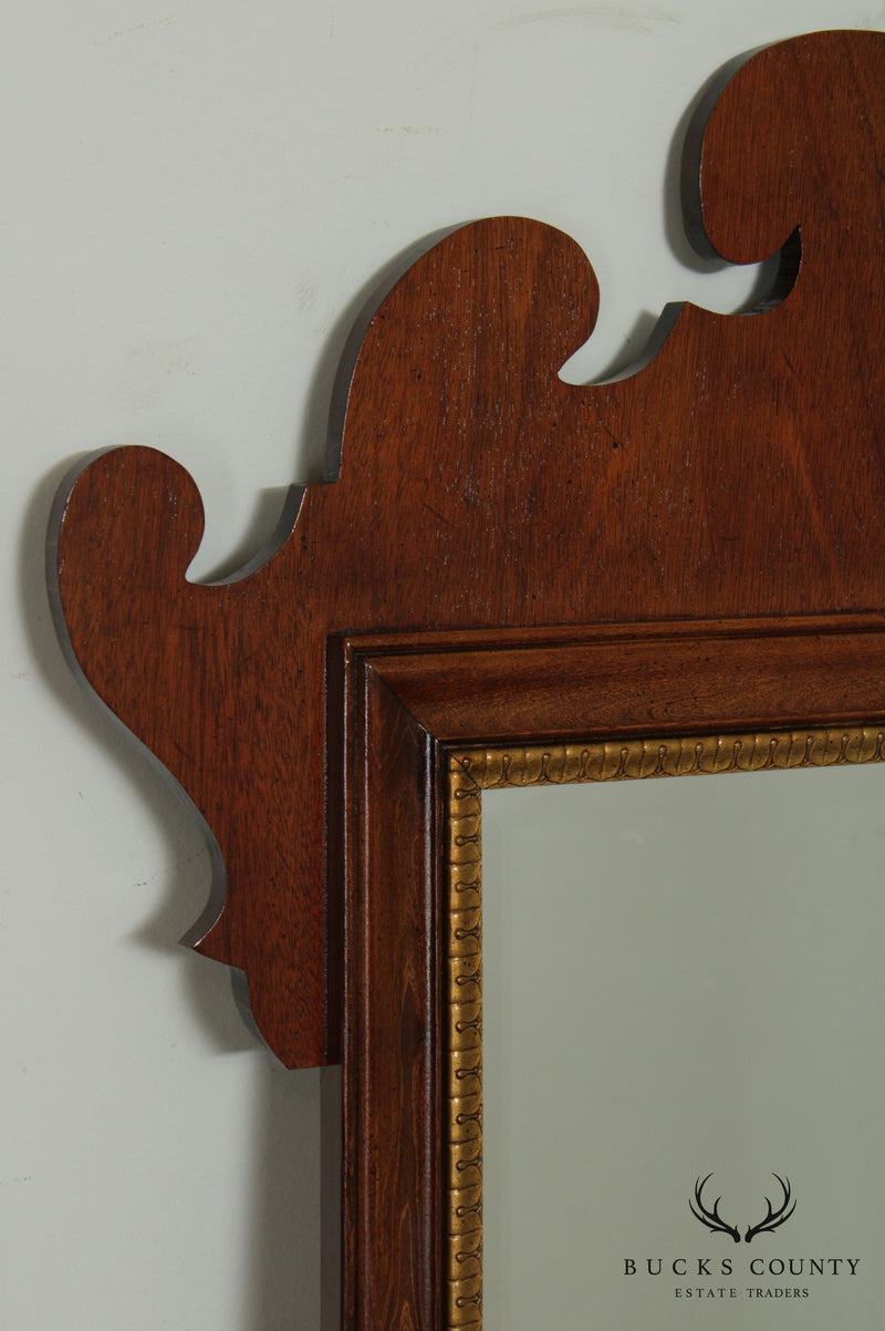Chippendale Style Walnut Frame Beveled Wall Mirror