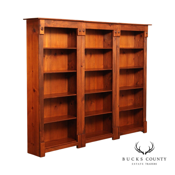 Farmhouse Style Pine Three-Section Bookcase