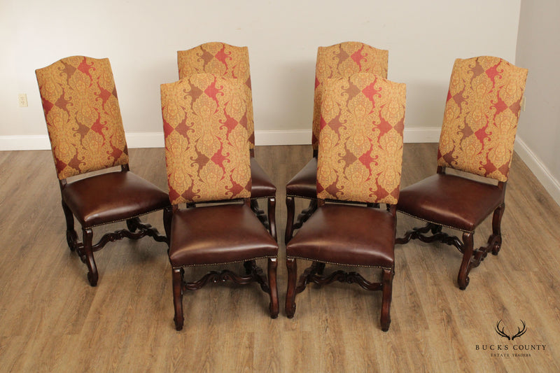 Stanley Furniture French Louis XIII OS de Mouton Style Set Six High-Back Dining Chairs
