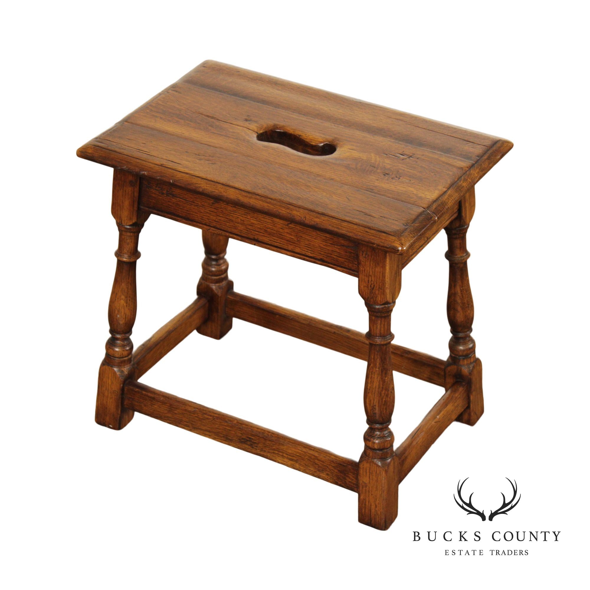 Stickley 'Antiquities' William & Mary Style Oak Stool