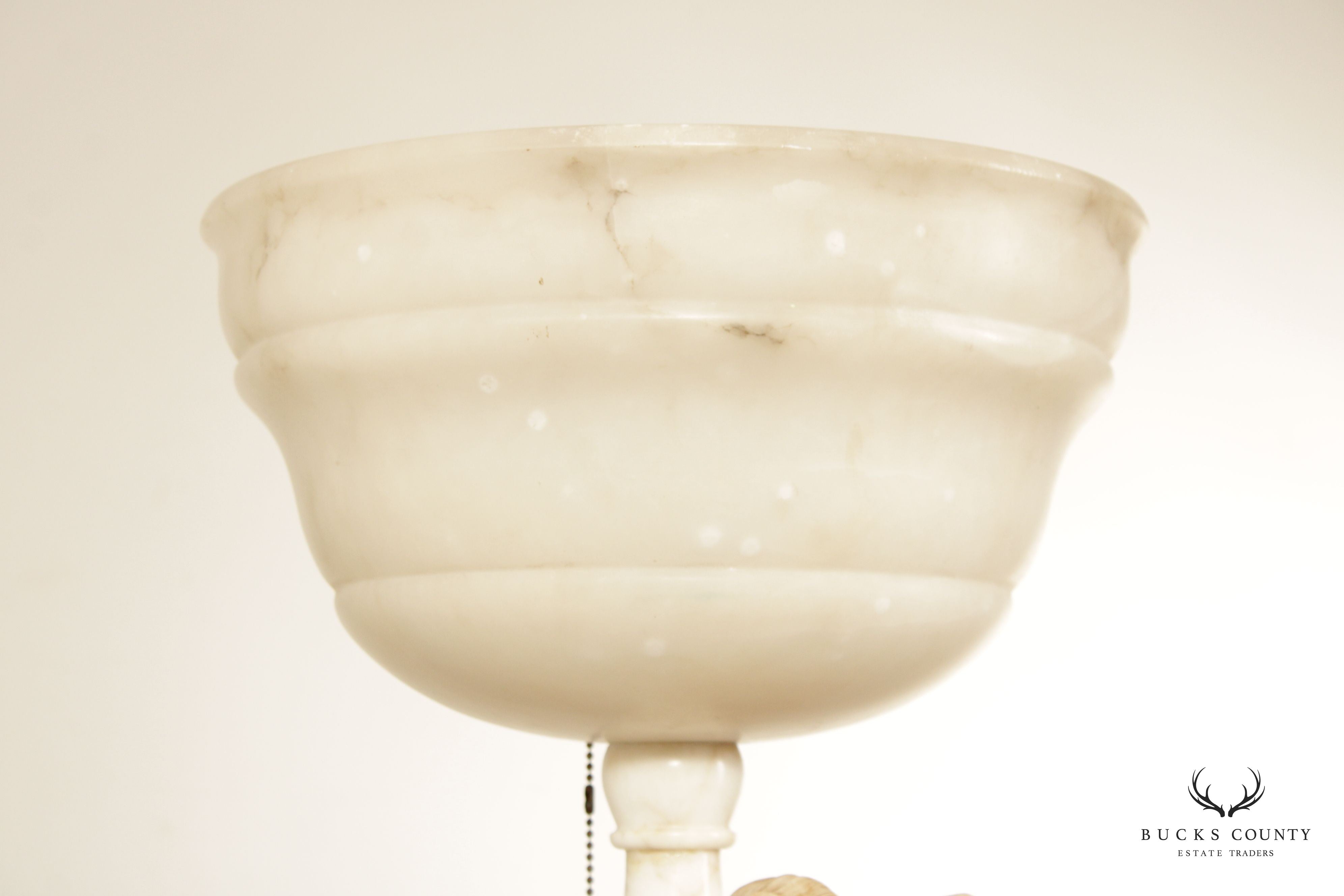 Antique Carved Alabaster 'Rebecca at the Well' Table Lamp