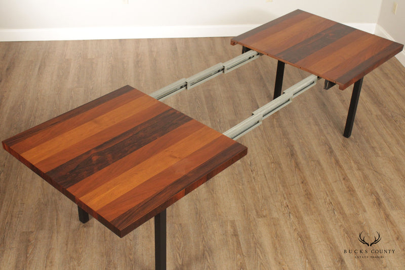 Mid Century Modern Mixed Wood Expandable Dining Table