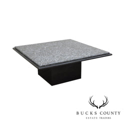 Postmodern Vintage 1980's Custom 40" Square Black & Grey Marble/Granite Coffee Table