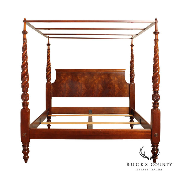 Regency Style Quality Mahogany King Size Poster Bed With Canopy