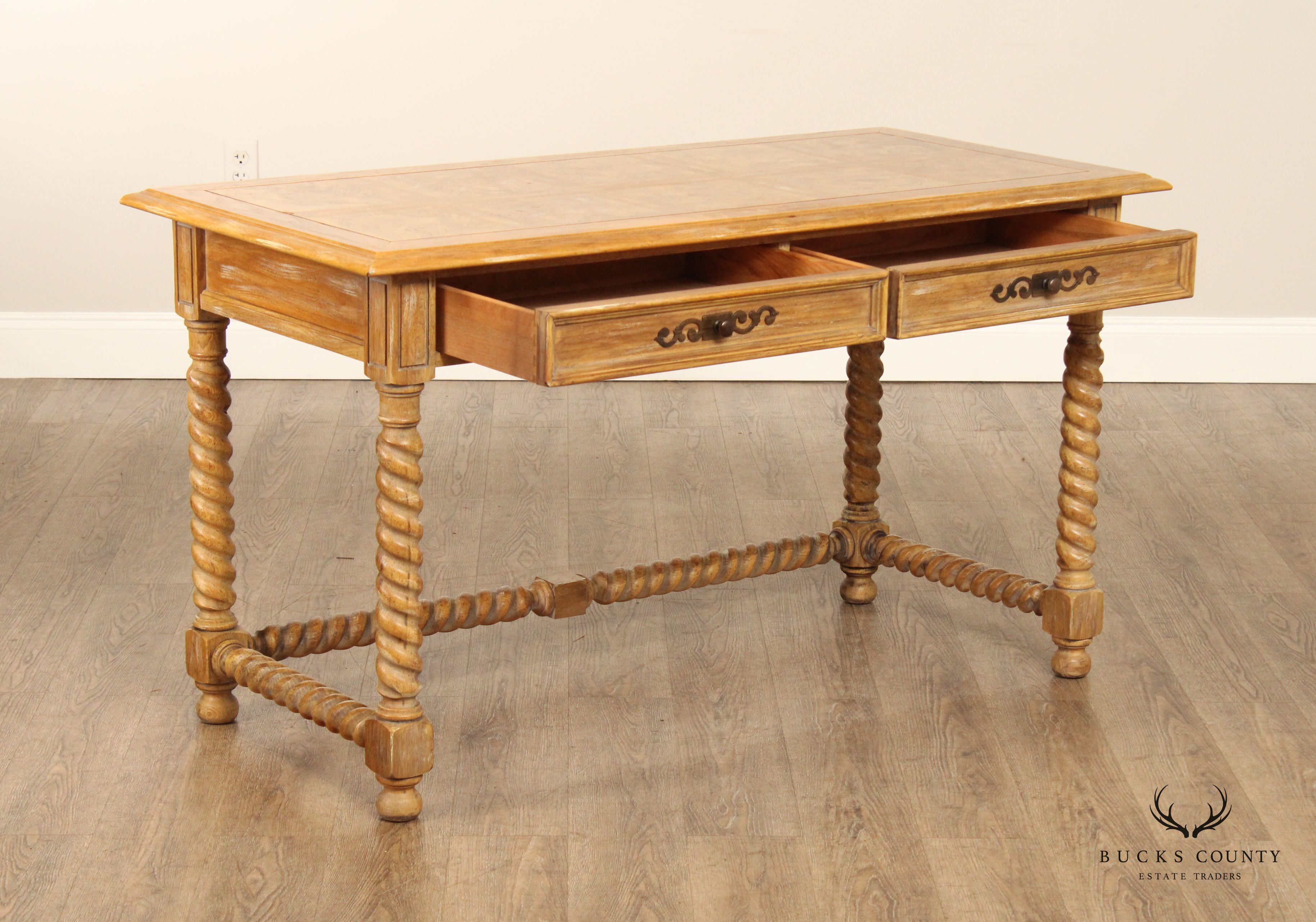 Hekman Furniture Jacobean Style Barley Twist Writing Desk