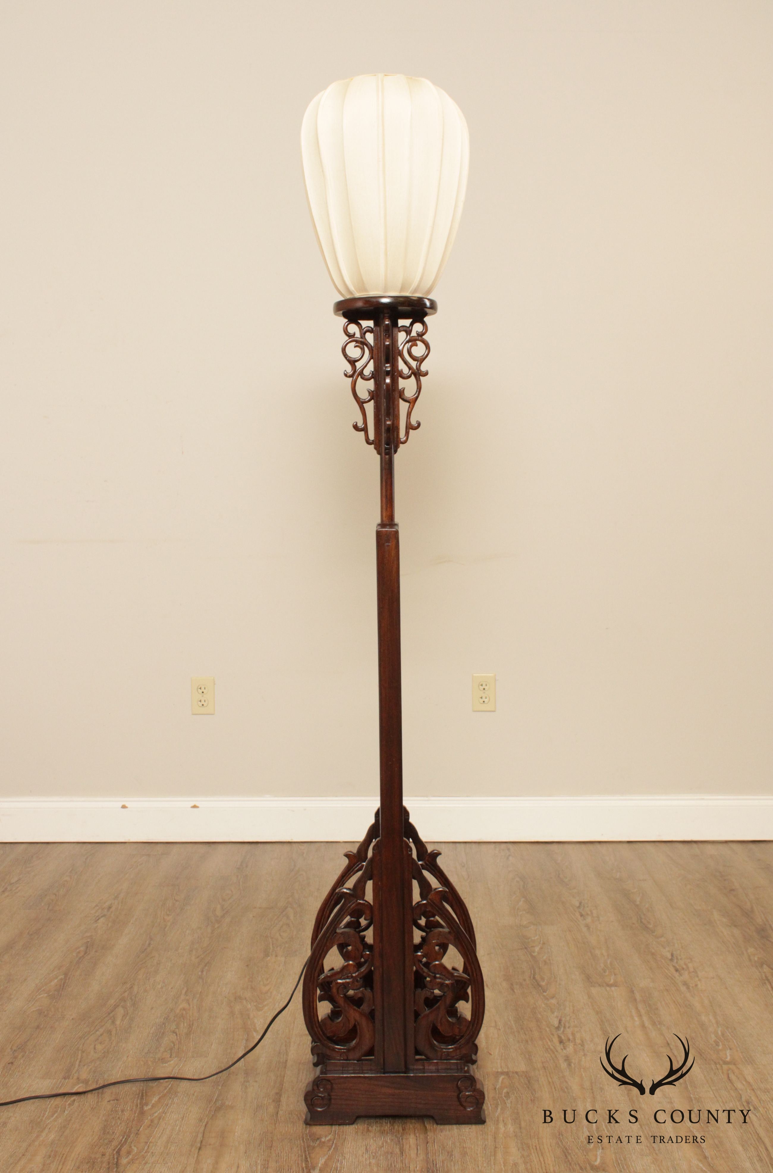 Vintage Chinese Hardware Adjustable Floor Lamp