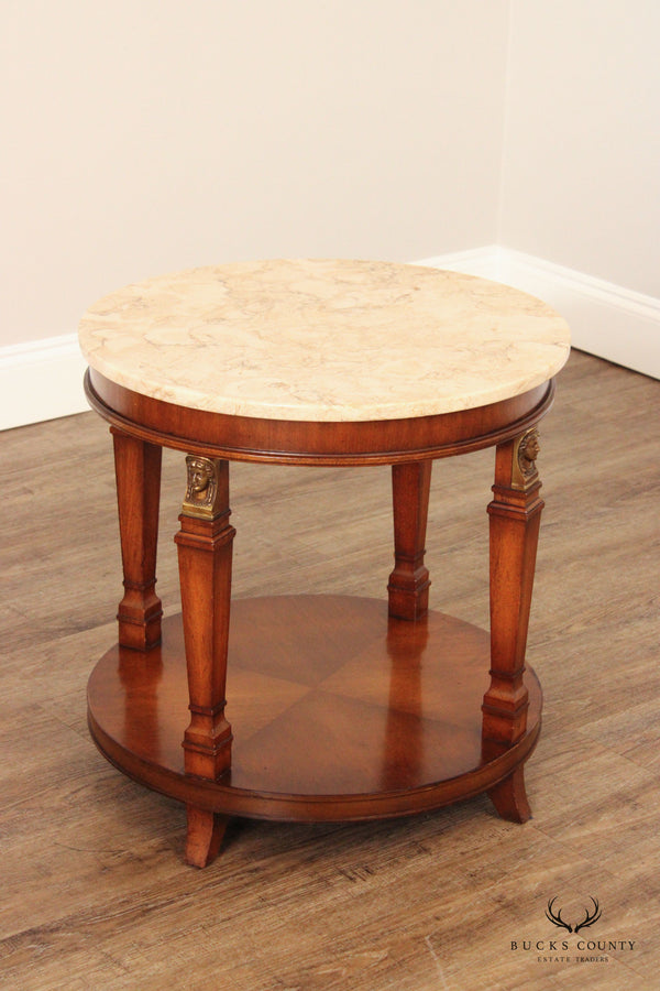 Egyptian Revival Style Round Marble Top Accent Table