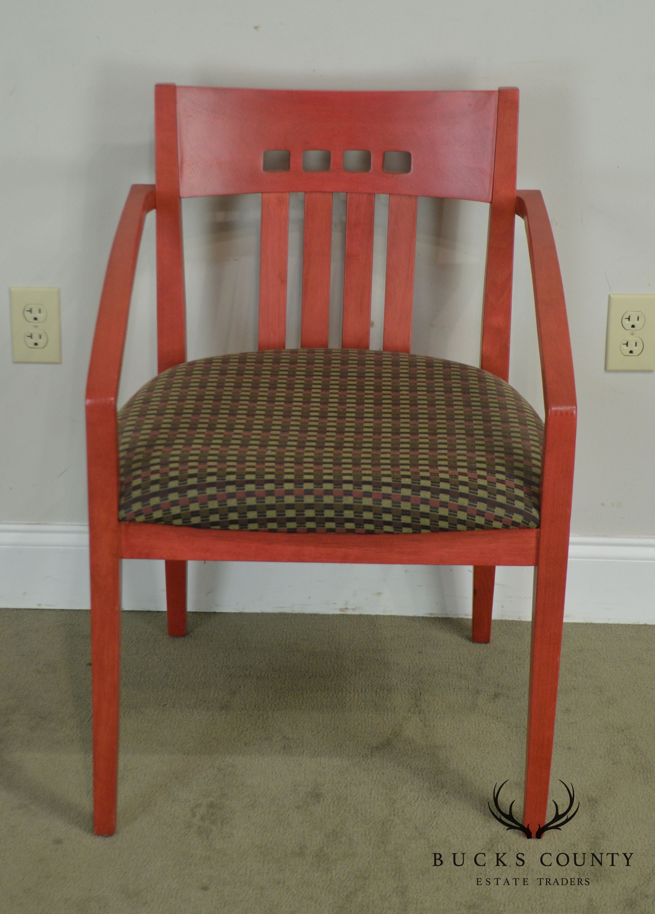 Knoll Upholstered Modern Design Red Armchair