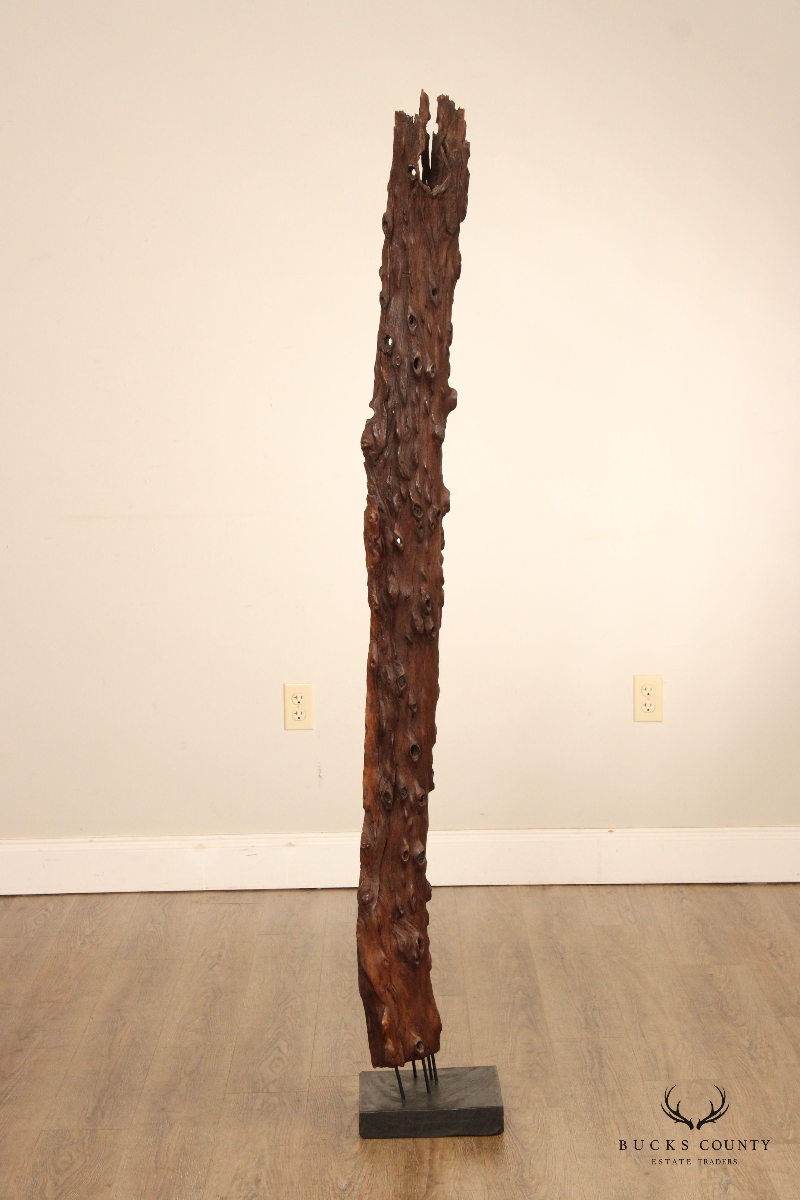 Vintage Abstract Reclaimed Natural Wood Tall Sculpture