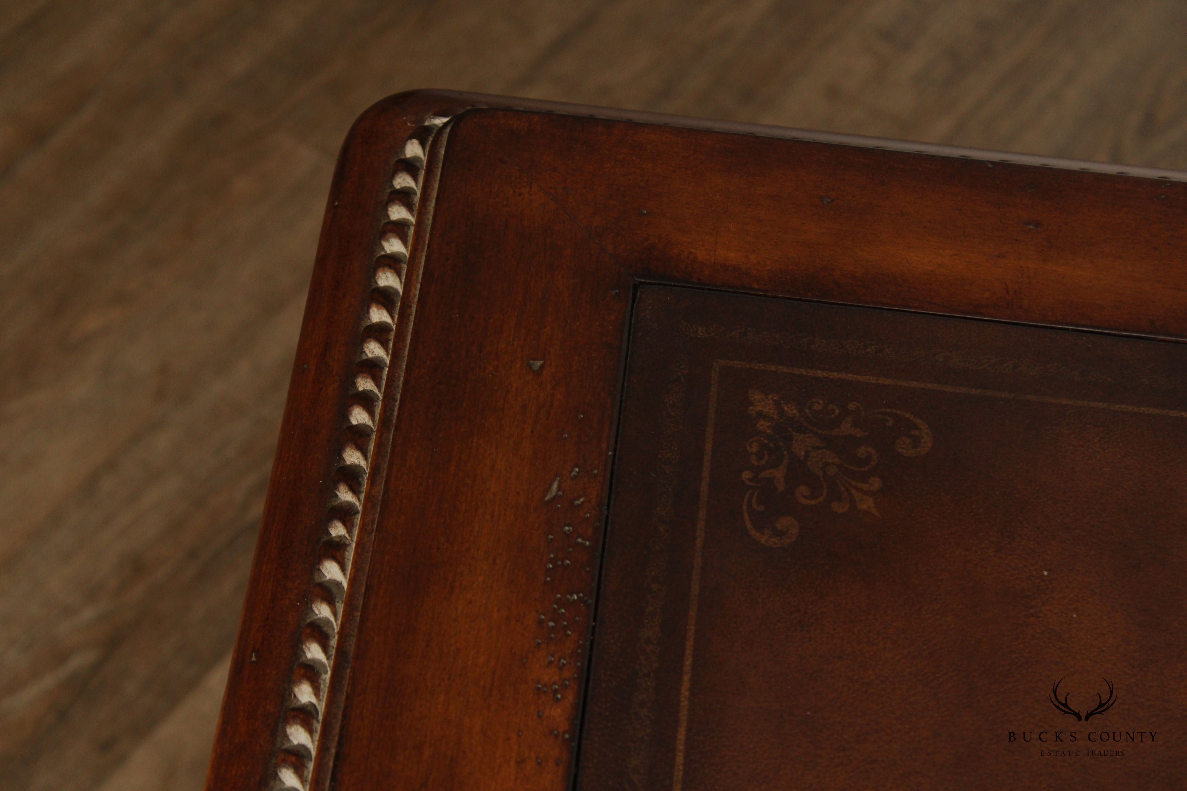 British Colonial Style Leather Top Writing Desk