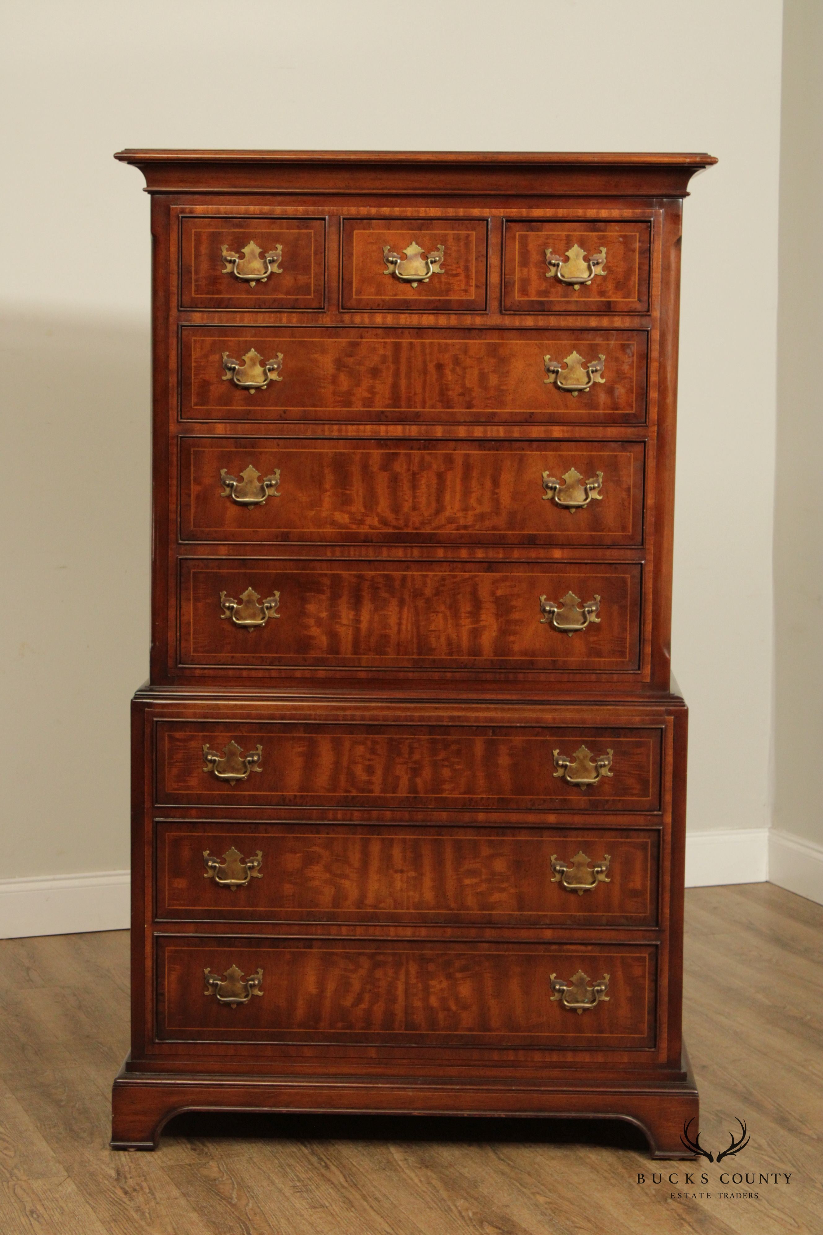 Davis Cabinet Co. Chippendale Style Mahogany Chest on Chest